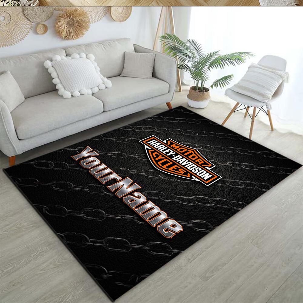Harley-davidson Motorcycles Customize Your Name Floor Rug Office Rug Design for Outdoor Dormitory Balcony Playrooms Anti-slip Rug Office home decor