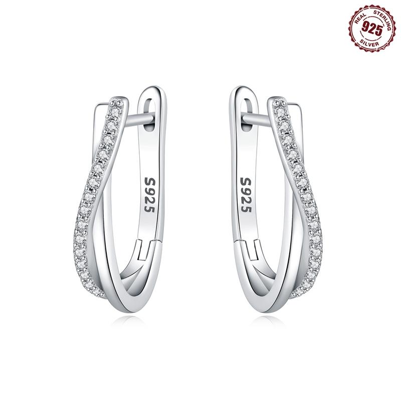 925 Silver Hoop Earrings Simple Silver Heart Shape Earrings For Women Engagement Wedding Party Birthday Jewelry Gift