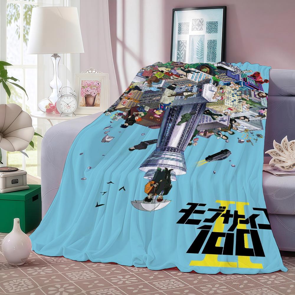 Hot Anime M Mob P Psycho 100 Blanket Warm And Soft Suitable For Bedroom Living Room Sofa Bed Office Travel Camping
