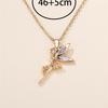 Female White Crystal Angel Pendant Necklace Vintage Gold Color Wedding  For Women