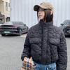 Small age-reducing design sense drawstring buckle waist short cotton clothes loose stand-up collar long-sleeved jacket women