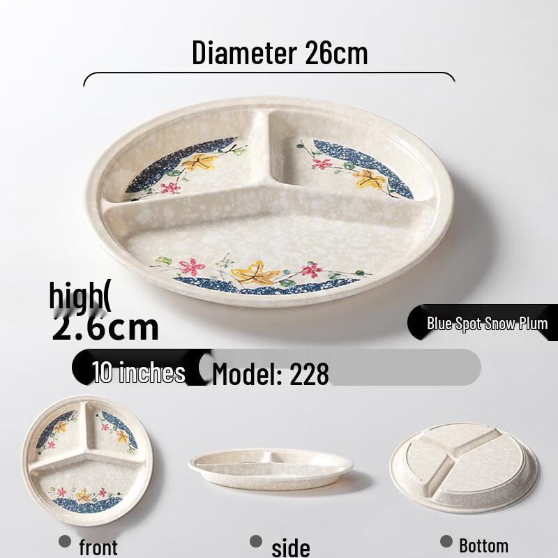 Melamine Three-Compartment Canteen Plate