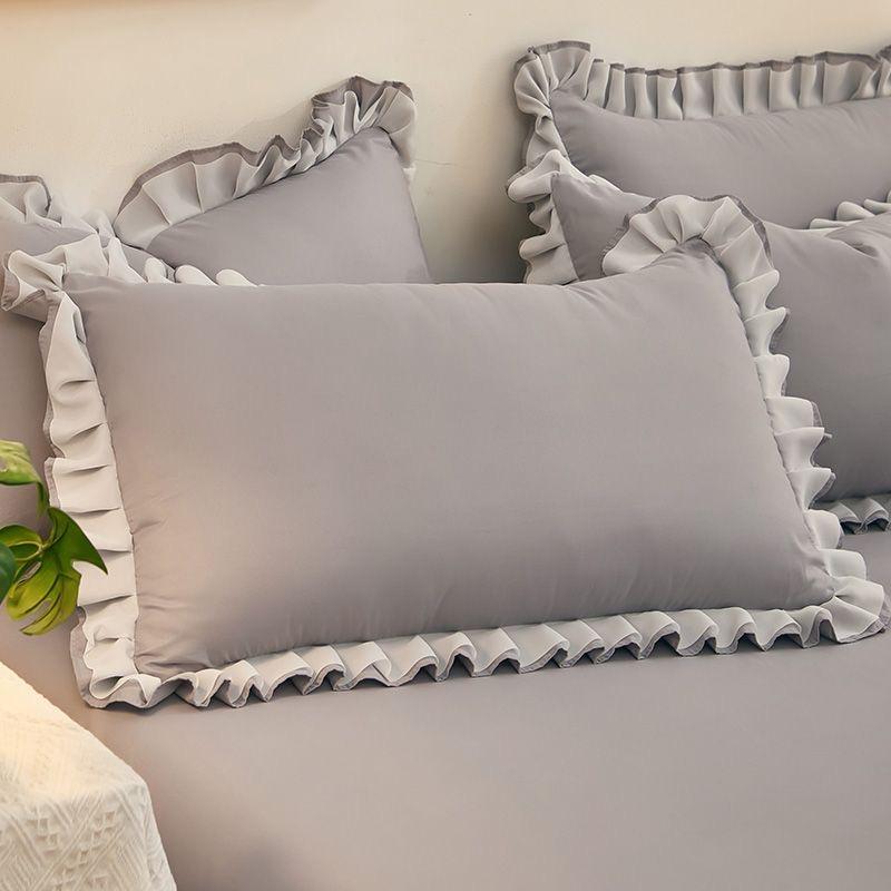 Poszewka na poduszkę w stylu księżniczki z koronkowym wykończeniem Falbankowy design Pokrowiec na poduszkę do domu 1 szt./2 szt. Paczka Do użytku przez cztery pory roku Wiele kolorów do wyboru