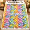 Flannel BlanketCare Bears Custom Name Text Personalized Soft Warm Throw Blanket Home Decor Gift