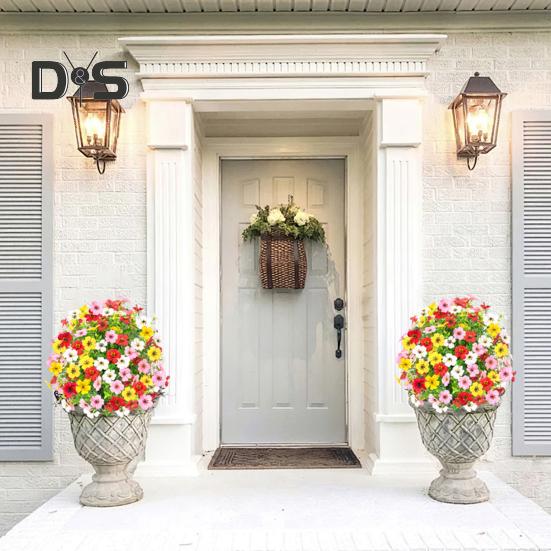 Artificial Violet Topiary Ball UV Resistant Violet Blooms Fake Evergreen Plants Flowers Brush with Ground Spike for Outdoor Indoor Garden Decor