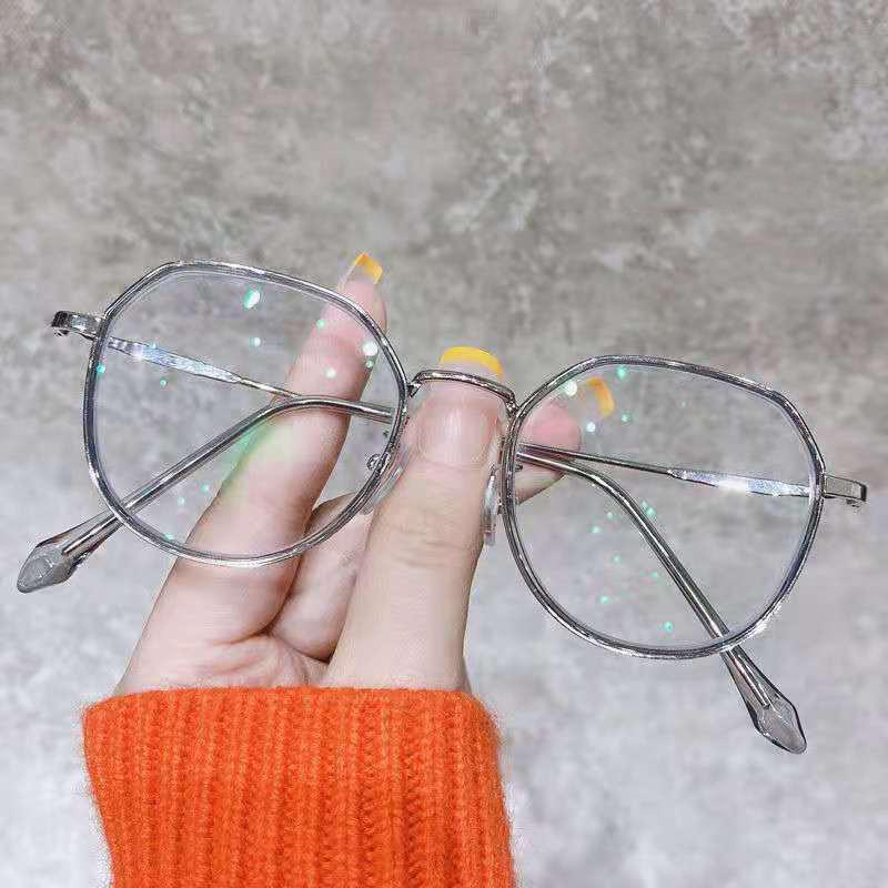 Gjennomsiktig metall Rund nærsynthet Brille Dame Anti-Blålys Øyebeskyttelse Databriller Dioptri -0 ,5 -1 ,0 -1 ,5 -2 ,0 Til -6 ,0