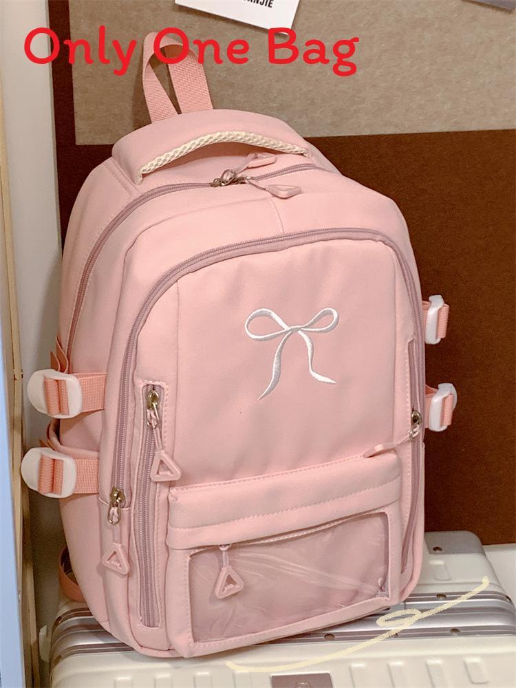 Mädchenrucksack mit gestickter Schleife und Nylon für die Schule