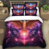 Phoenix Duvet Cover for Adult Teen,Fiery Phoenix Bedding Set with Pillow Cases,Dreamy Sky Clouds Printed Microfiber Quilt Cover