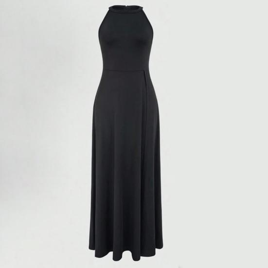 Women Summer High Slit Maxi Dress Halter Sleeveless Long Dress