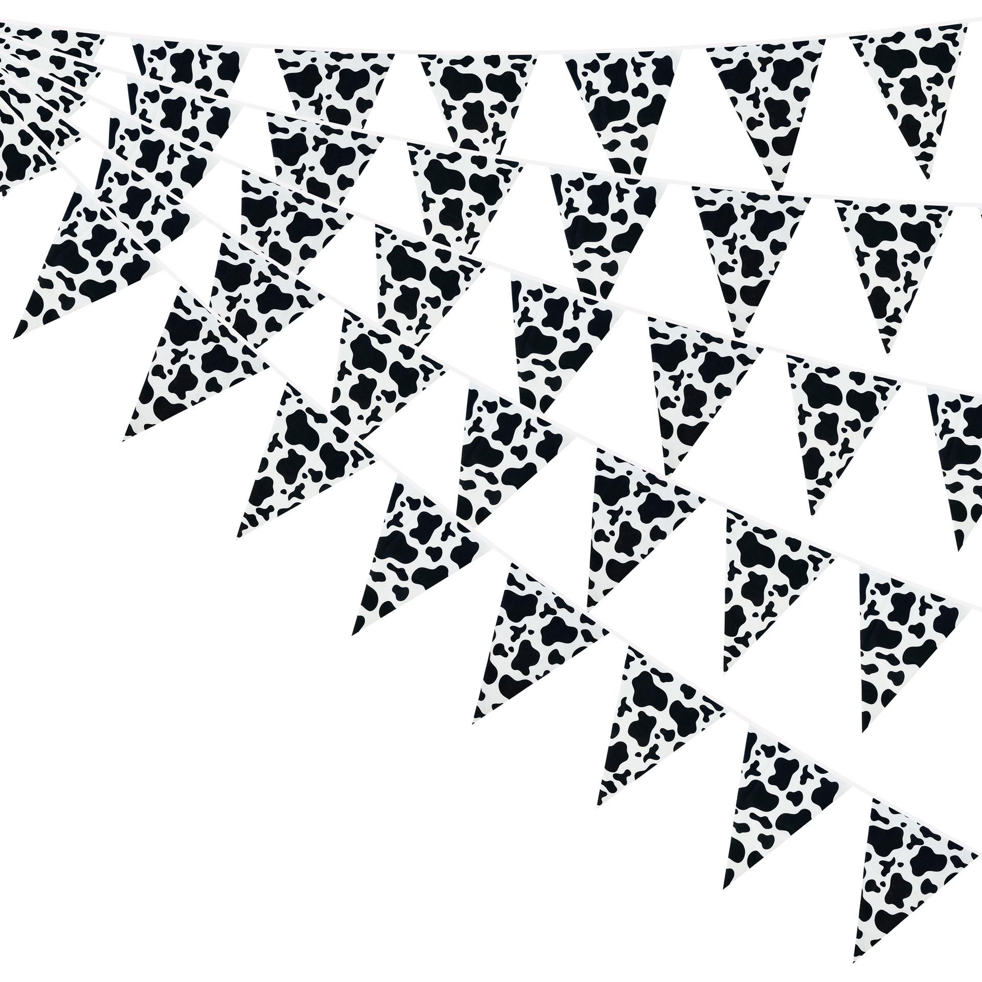 

36 Pure White Cotton Triangular Flags, 10m: Birthday, Wedding & Carnival Decoration with Cow Print