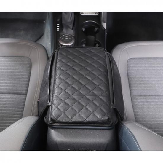 Black Leather Central Armrest Box Mats Pad Liner Cover For -25 Ford Bronco