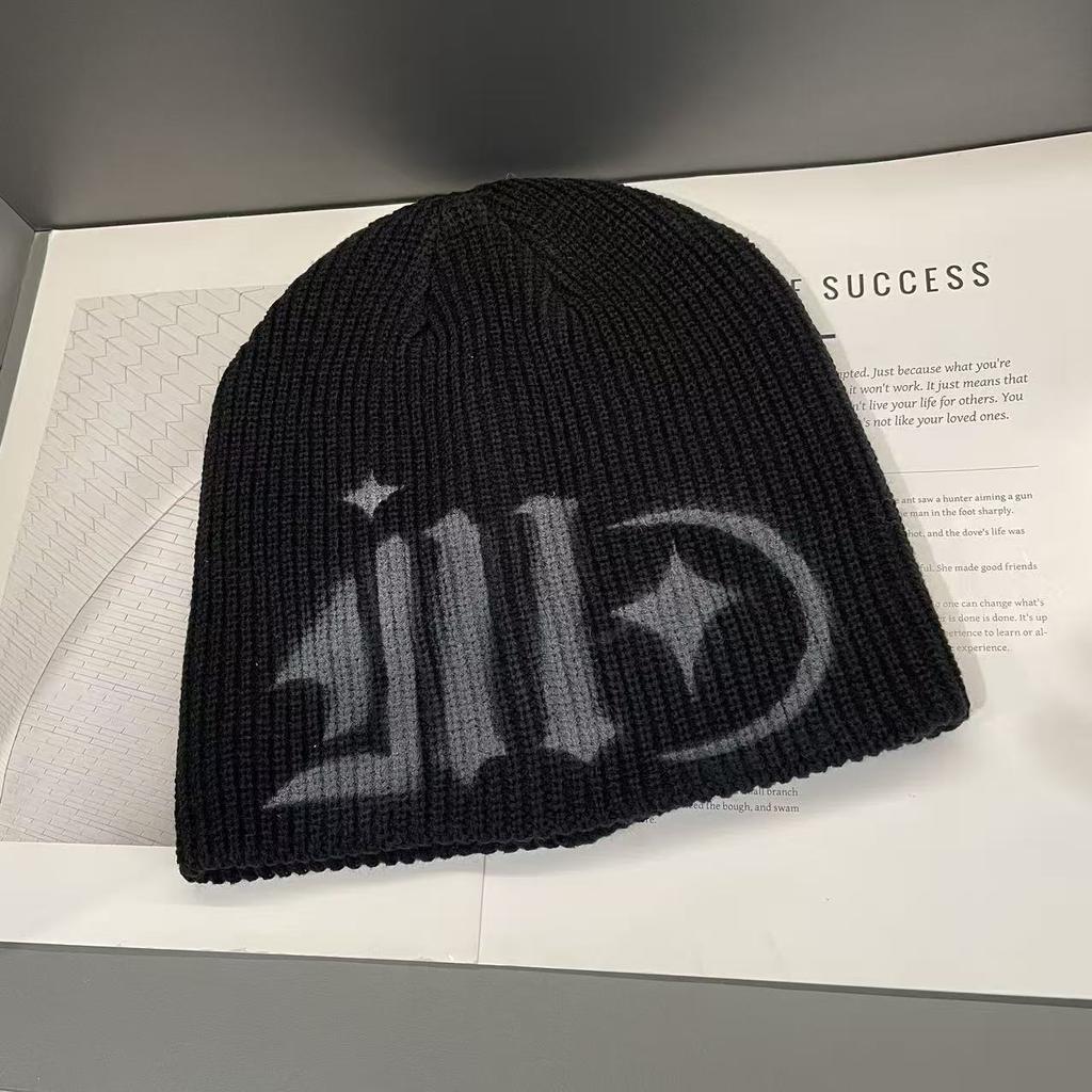 Pile Hat Cold Hat for Men In Autumn and Winter Street Sweet and Cool European and American Style Spray Painted Knitted Woolen Hat for Women