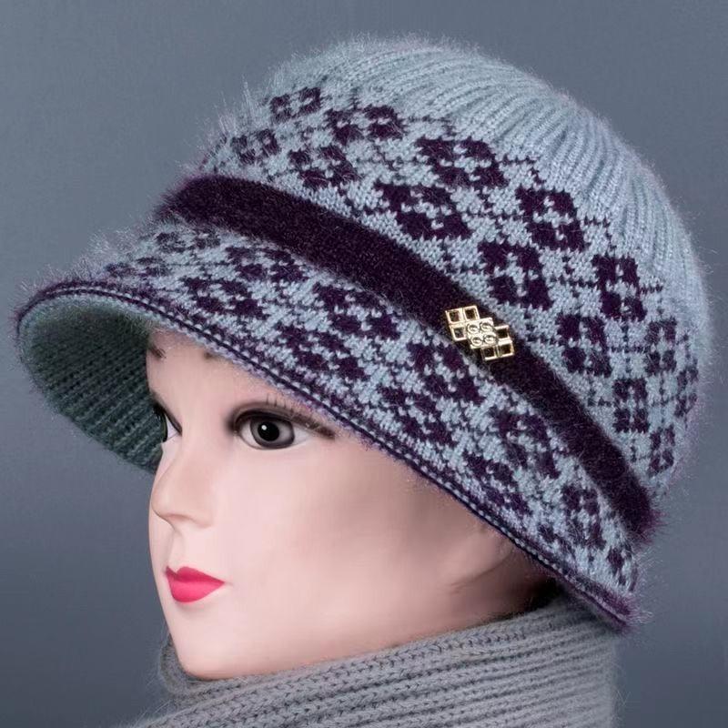 Hat female autumn and winter rabbit plush wool hat plush warm knitted hat cycling cold-proof cap