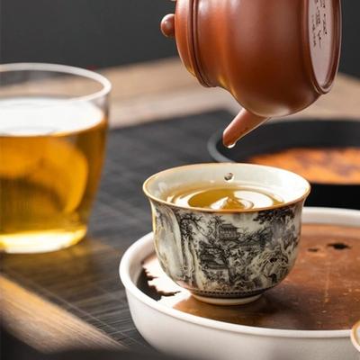 65ML Landscape Ru Kiln Master Cup Household Tea Cup Handmade Tea Bowl Smelling Cup Teaset Supplies Teaware A Cup Of Tea