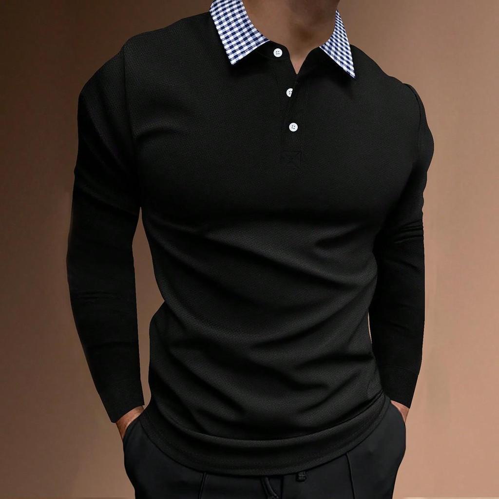 Spring and Autumn Men's Long Sleeve Business Casual Versatile Breathable Moisture Wicking Commuter Daily Top
