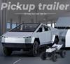 1:32 Tesla Pickup Truck Toy with Caravan: Alloy Pull-back Model with Sound, Light, and Opening Doors