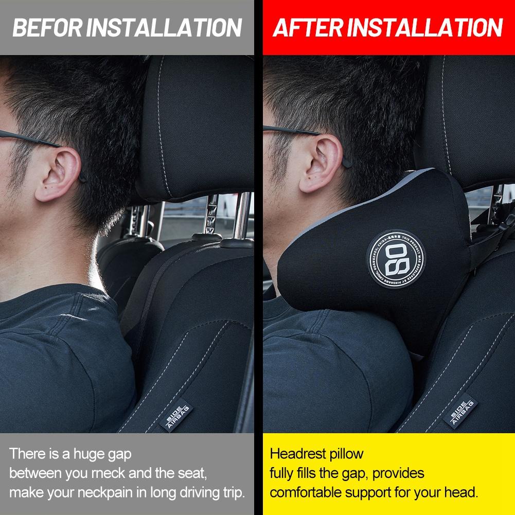 Car Headrest Pillow for Sleeping Travel Rest, Neck Rest Comfort Cushion Memory Foam U-Shaped Ergonomic Design Soft Support