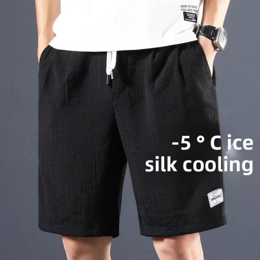 Ice Silk Short Pants for Men, Casual Shorts for Men, Trendy Men for Outdoor Wear, Loose Five Quarter Summer Style, Big Shorts