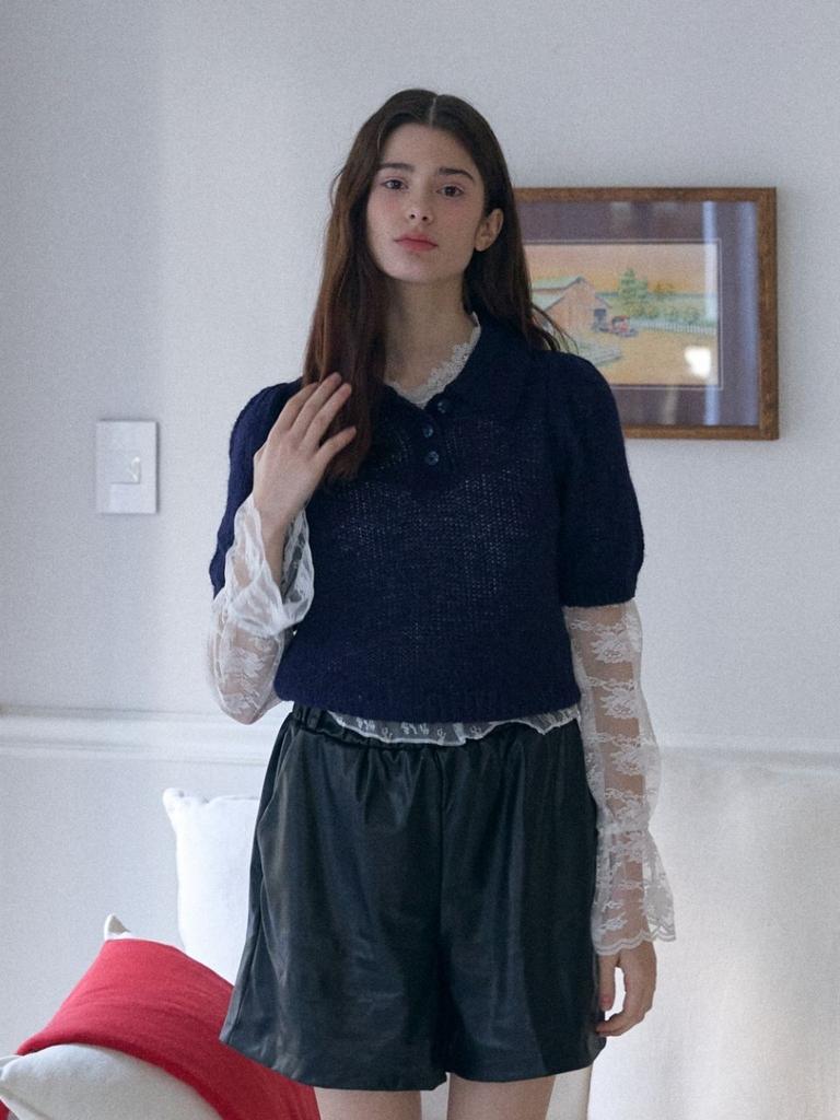 FABRICSEOUL Wool Alpaca Puff Knit__Navy