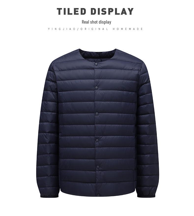 Men's Two-Opening Stand-Up Collar Lightweight Down Jacket - Warm White Duck Down for Autumn/Winter