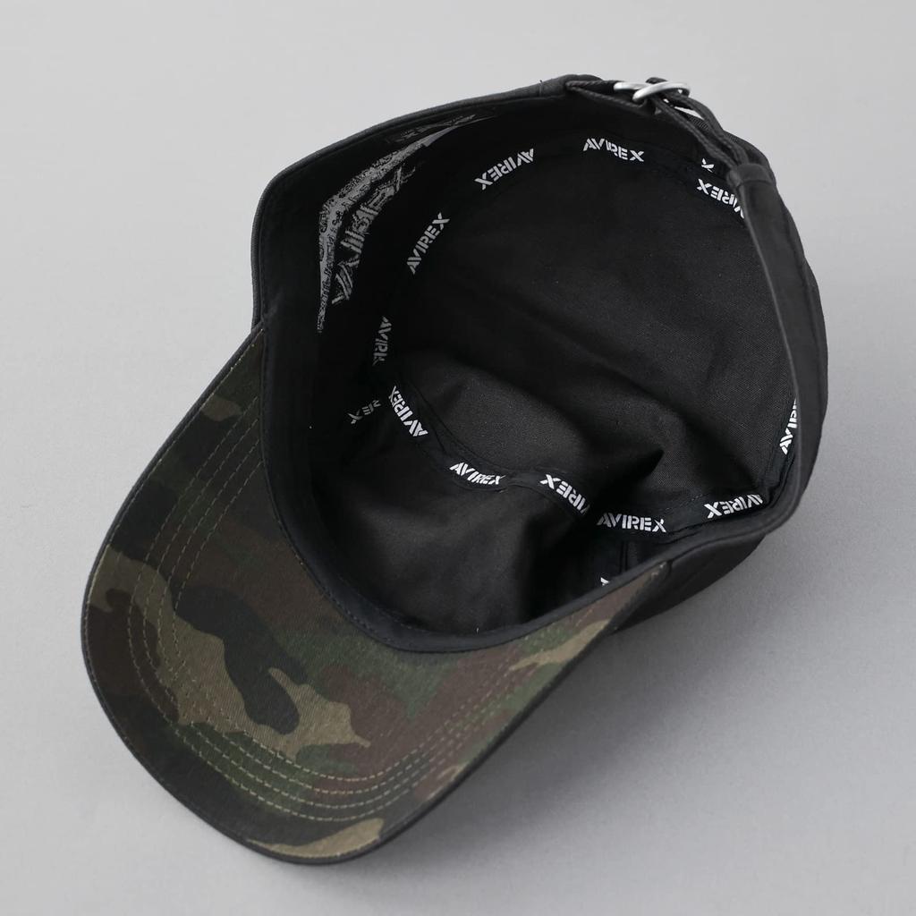 AVIREX Custom Number Embroidery Military Work Cap 2 Sizes XL Big Size Hat Deep Men's Big Size 62cm Golf Cap (JP, Alphabet, M, Black X Black)