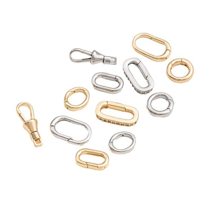 14K Gold-Filled Color-Preserving Oval Spring Clasp for DIY Pearl Chains