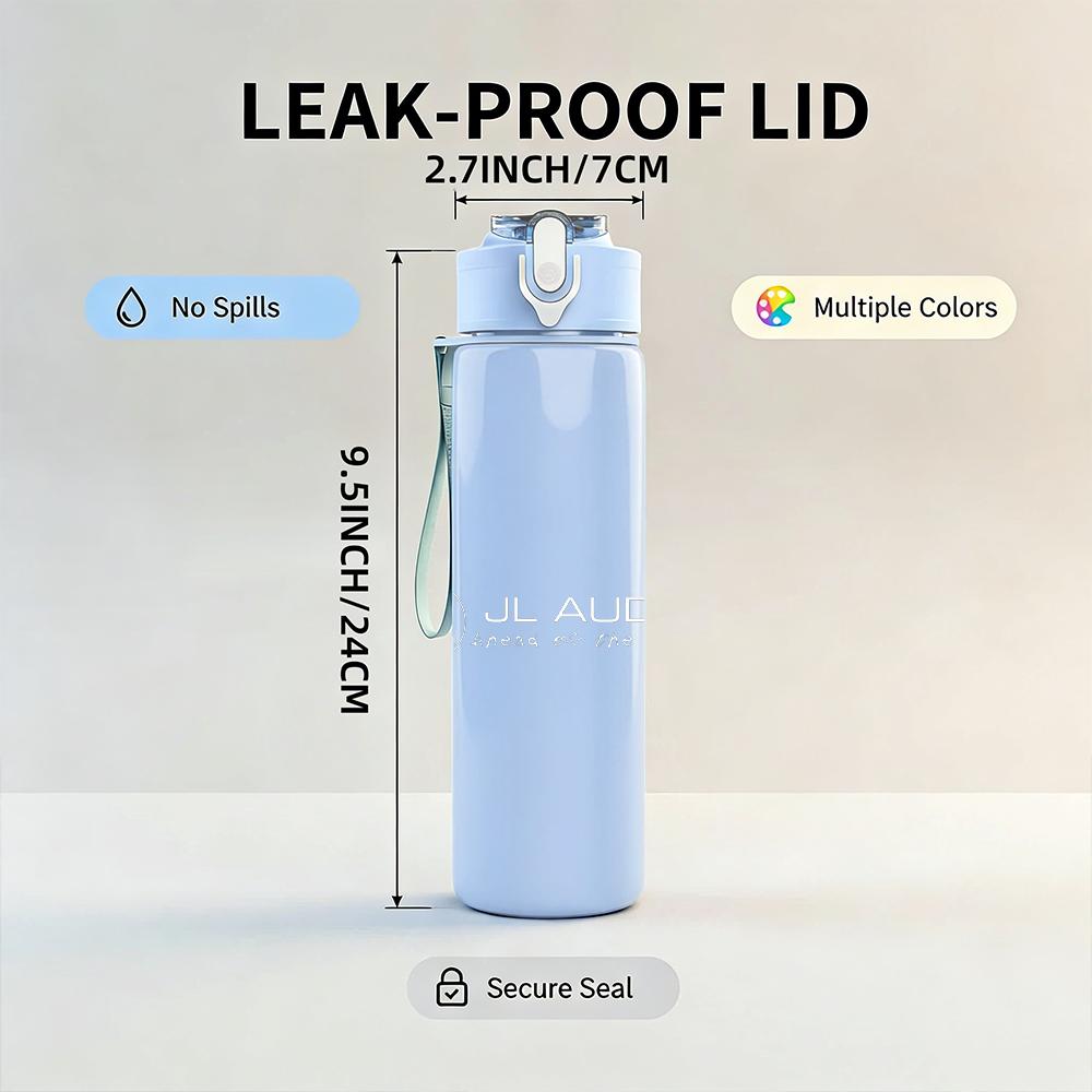 1PC Blank pale white empty faded print 750ml colorful plastic sports water bottle leakproof pop up lid with straw for outdoor work home use