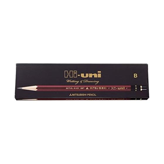 Mitsubishi Pencil Hi-Uni K Pencil, B Lead, 1 Dozen, Paper Box (HUKB) - Smooth Writing, Rich & Smooth Lines, Beautiful Overwriting, Made with
