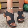 Fashion Summer Solid High Heel Sandals for Women Comfortable Square-Heeled Woman Sandals Adjustable Strap Casual Woman Sandalias