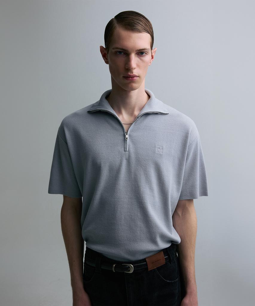 Liimaen Quarter-Zip Knit Polo Shirt Gray