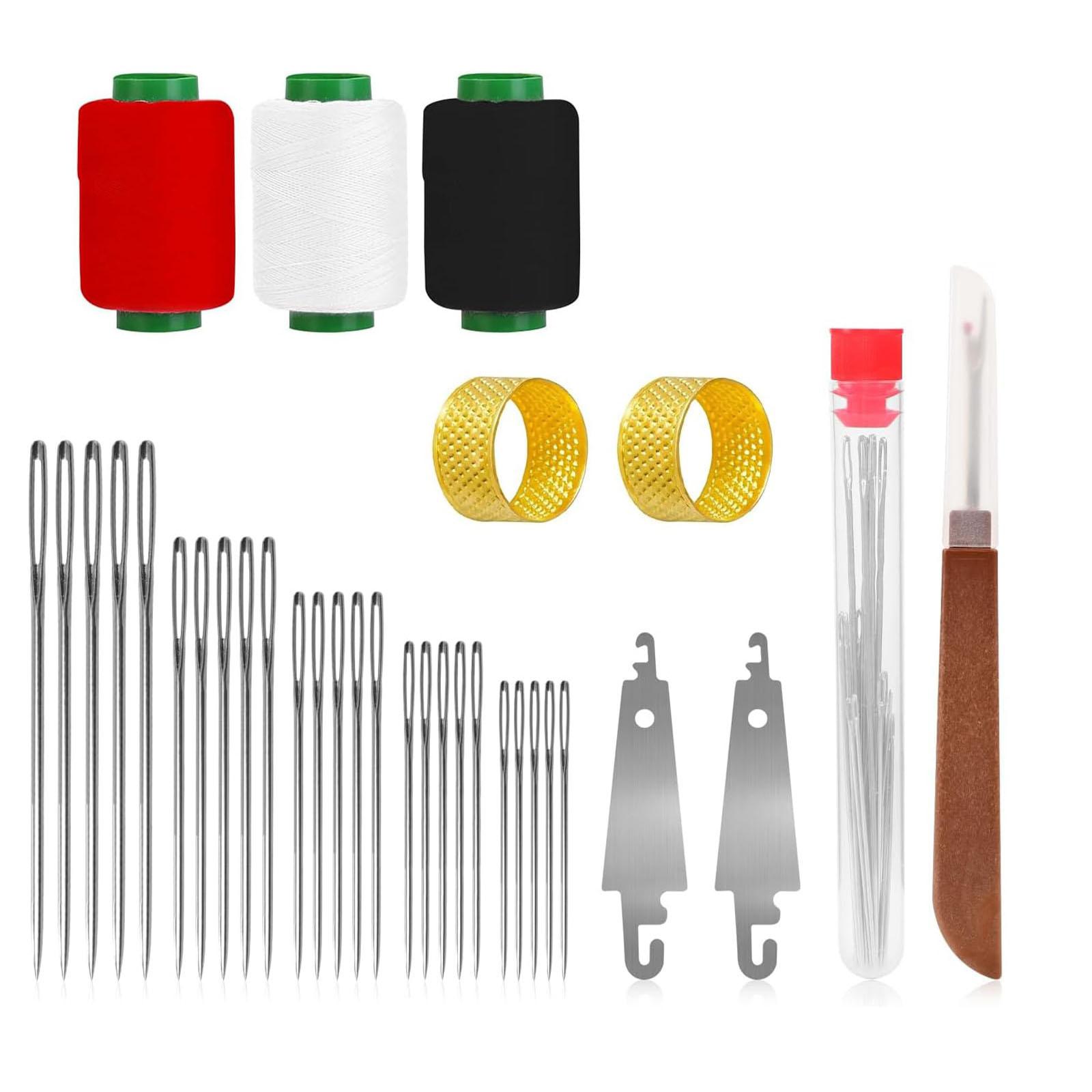 

34PCS Big Eye Steel Sewing Needles Kit 5 Size Needles Leather Embroidery Thread Needle for Stitching and Crafting