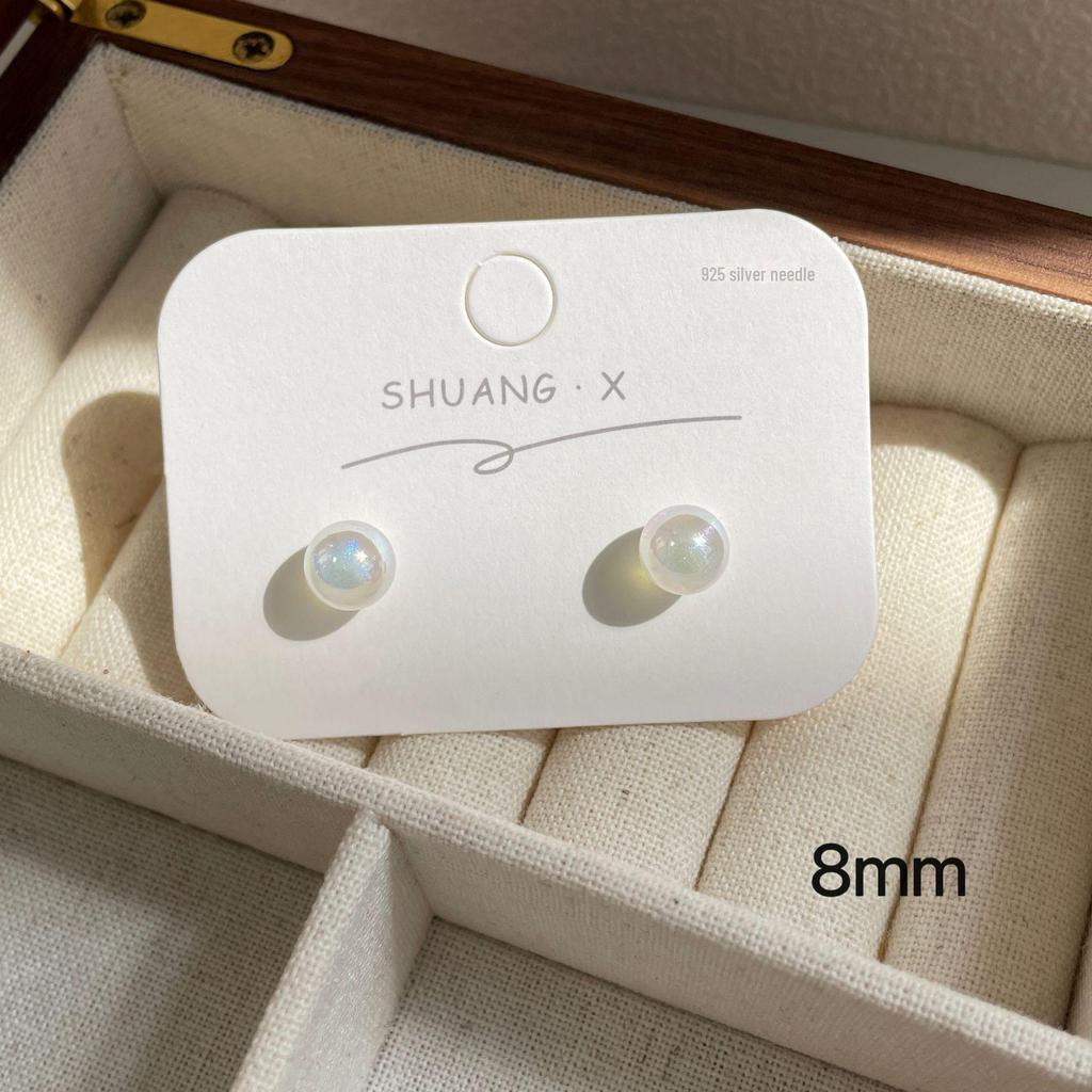 Korean Dazzling White Mermaid Pearl Silver Needle Earrings for Women, Light Luxury High-End Blogger Style