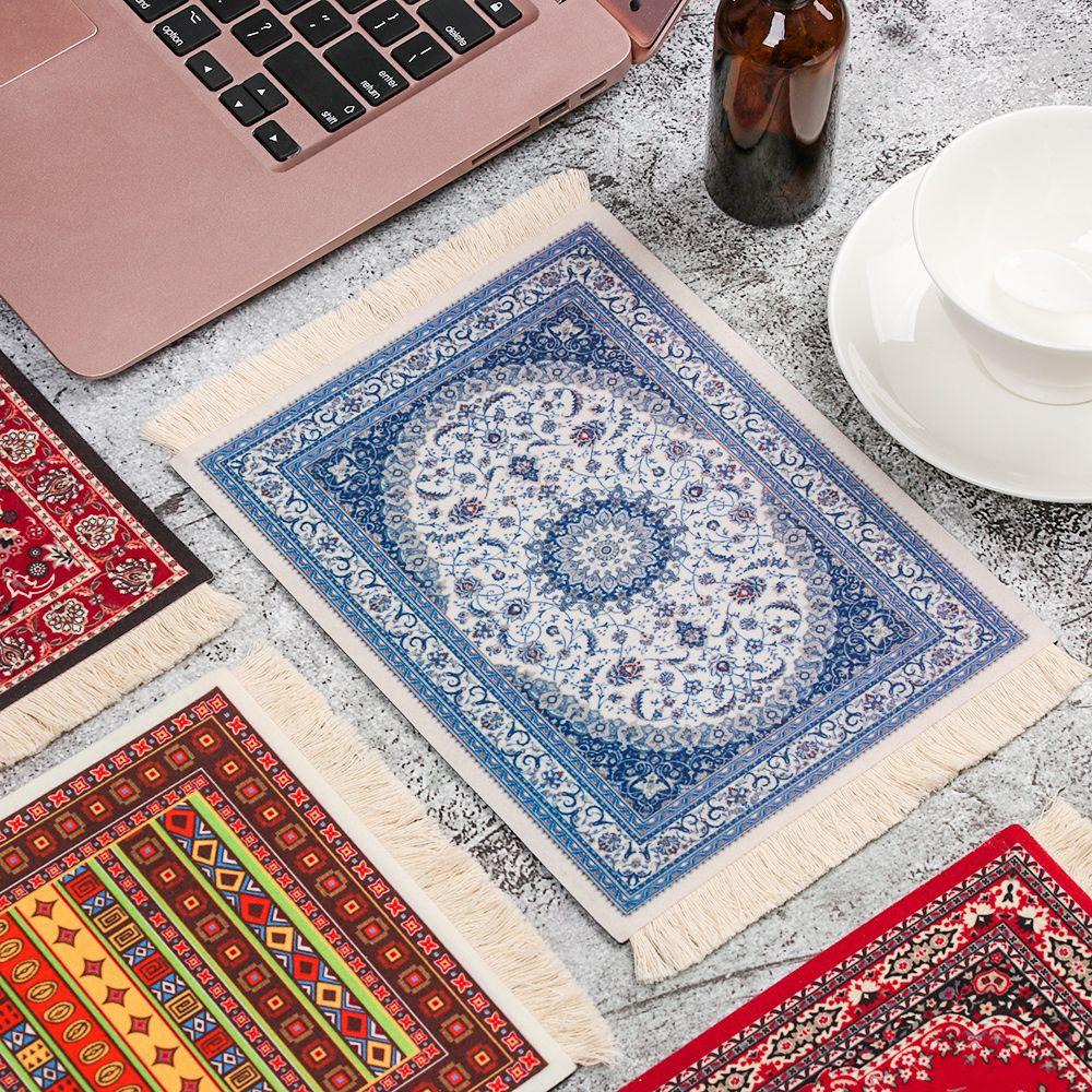 Tablet Mat Durable Rubber Anti-slip Water Coaster Mice Mat Mousepad Desk Cushion Persian Rug Style