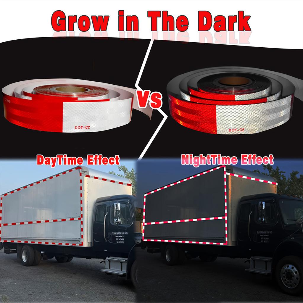 Red-White Reflective Safety Tape DOT-C2 Waterproof Adhesive Conspicuity Tape for Trailer, Outdoor, Cars, Trucks