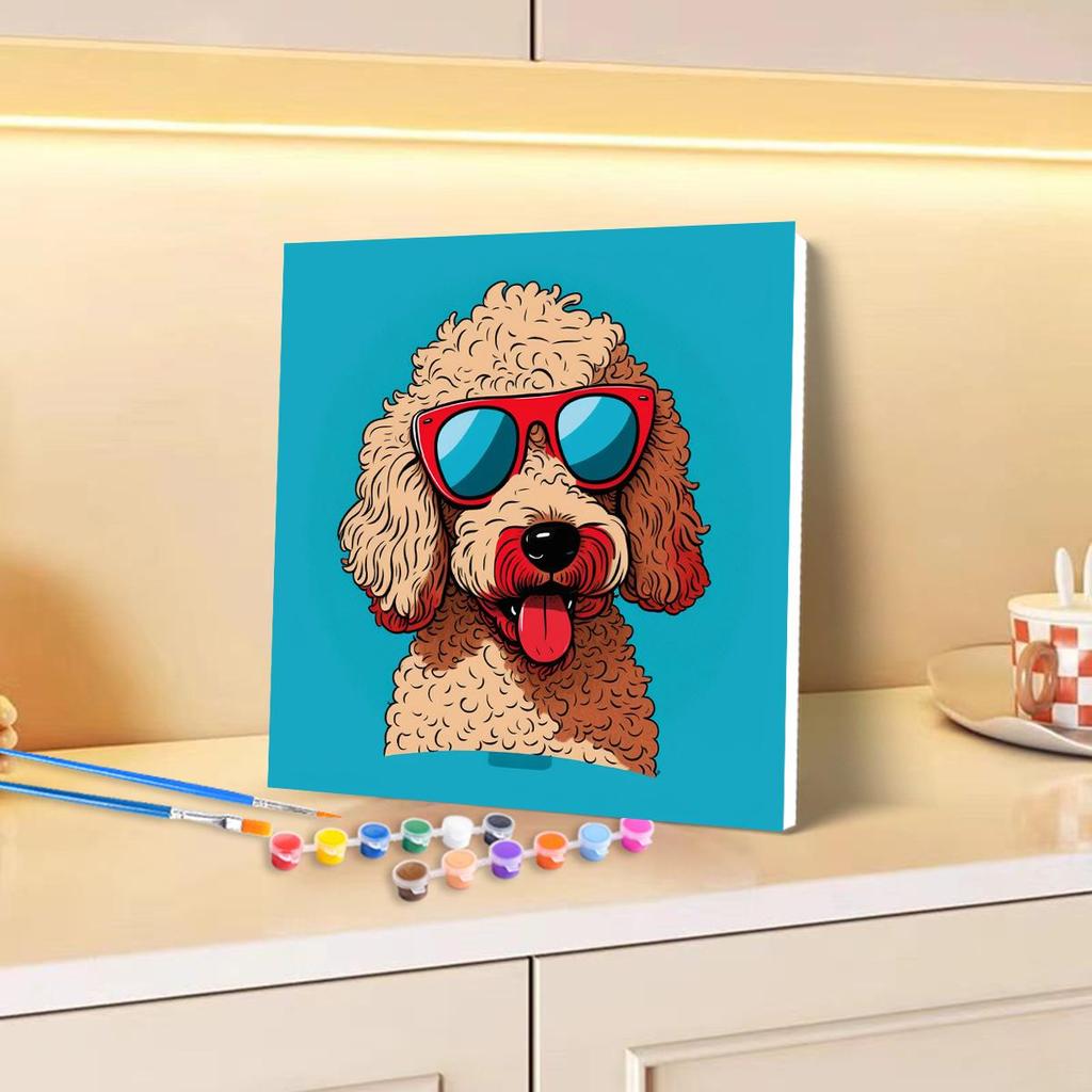 RUOPOTY Framed Painting By Numbers Kits Cartoon Dog Animals Modern Wall Art Acrylic Paint By Numbers For Diy Gift