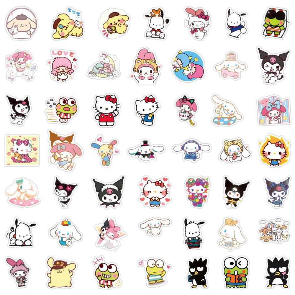 10/30/50/100pcs Cute  Series Anime Stickers Kuromi Pompom Purin Melody Cartoon Sticker Scrapbook Guitar Phone Decals Toys