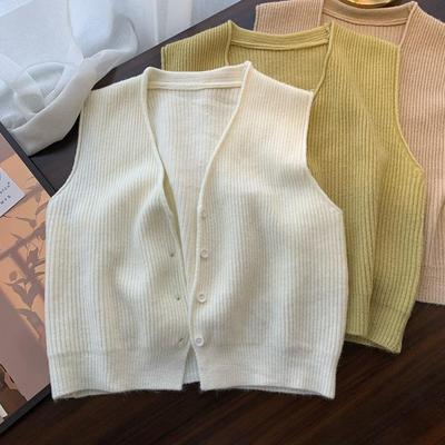 Herbst 2025 Koreanischer Stil V-Ausschnitt Locker Geschnitten Ärmellose Strickweste