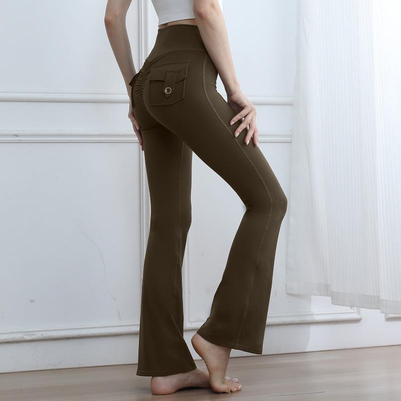 

Карман для инструментов Персиковые бедра Брюки для йоги Женские Осенне-зимние С высокой талией Эластичные С эффектом лифтинга бедер Спортивные Быстросохнущие Брюки для бега и фитнеса L коричневый