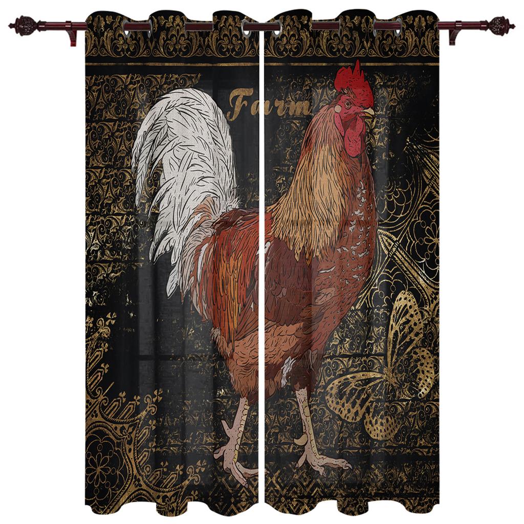 Bauernhof Sonnenblume Hahn Vintage Fenster Vorhänge Wohnzimmer Schlafzimmer Küche Vorhänge Für Kinder Deko