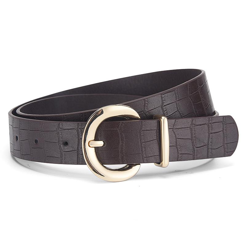 Fashionable Alligator Pattern Belts for Woman 105cm Durable PU Gold Color Buckle Belts Woman's Jeans Belts