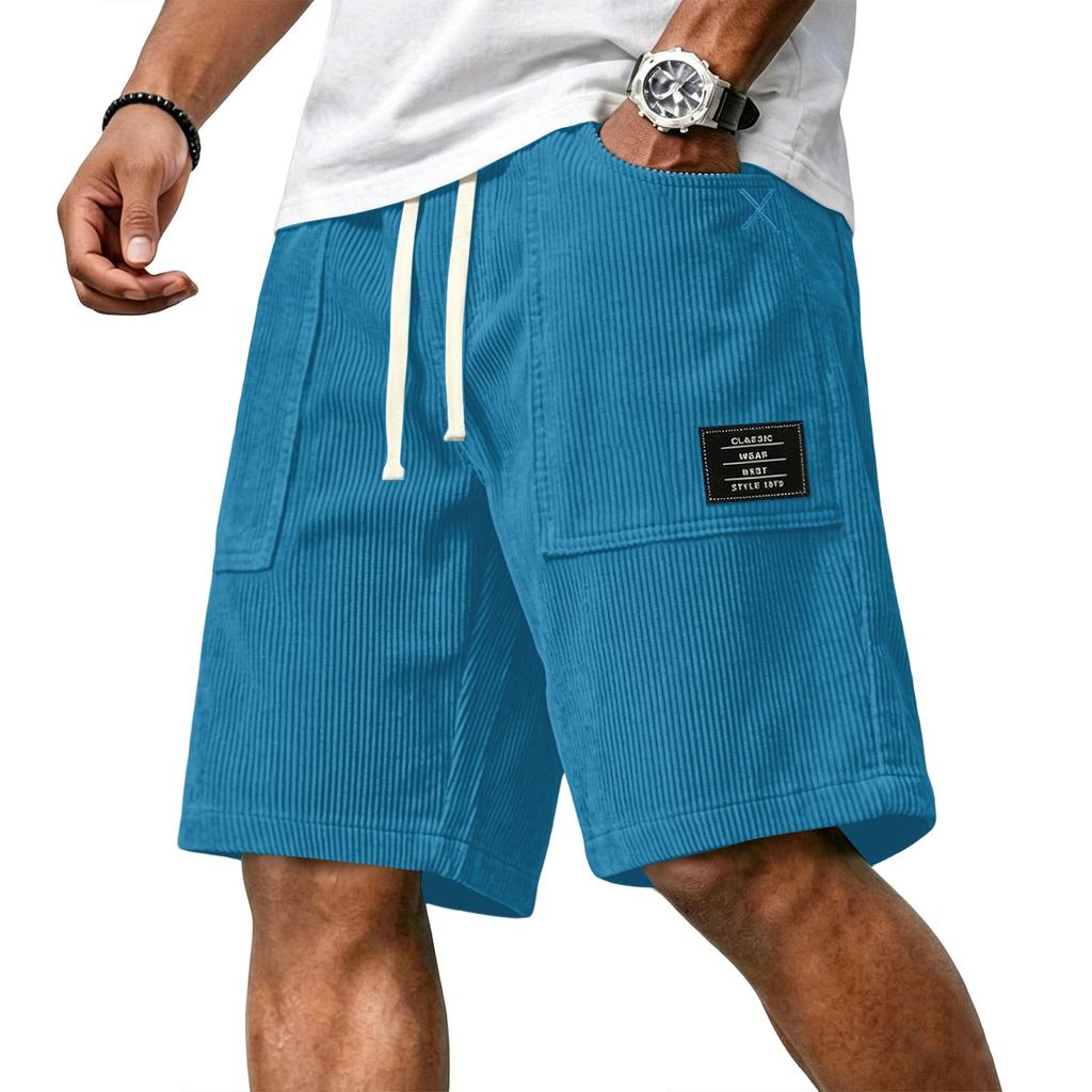 Men's Casual Corduroy Drawstring Shorts Relaxed Fit Lightweight Breathable Fabric Comfortable Waistband Suitable for Daily Wear