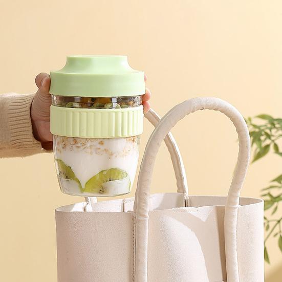 Yousheng Breakfast Cup Portable Oatmeal Salad Yogurt Cup with Lid & Spoon BPA-Free Food Storage Container for Office School