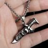 Men's Necklace Stainless Steel Dagger Skull Pendant Vintage Hip-hop Jewelry Copper Color Male Neck Chain Punk Jewelry