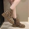 Shoes for Women Fashion Lace-up Women's Boots Spring Autumn Round Toe Leopard Botines Size 35-40 Botas De Mujer