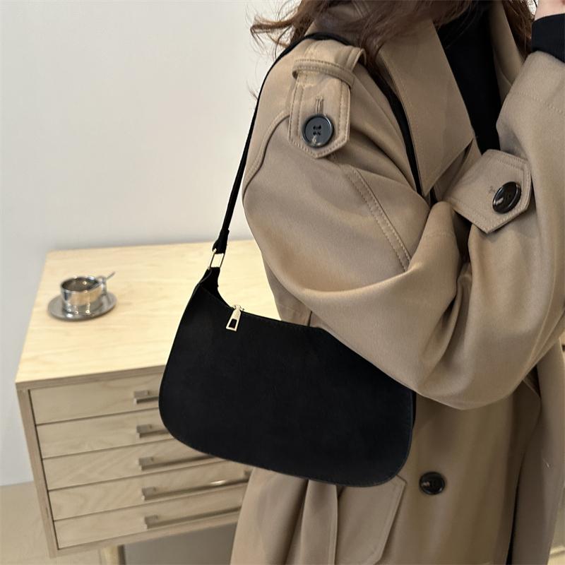 Fashion Texture Red Bag Women's New Suede Single Shoulder Crossbody Bag Small Underarm Hobo Bags