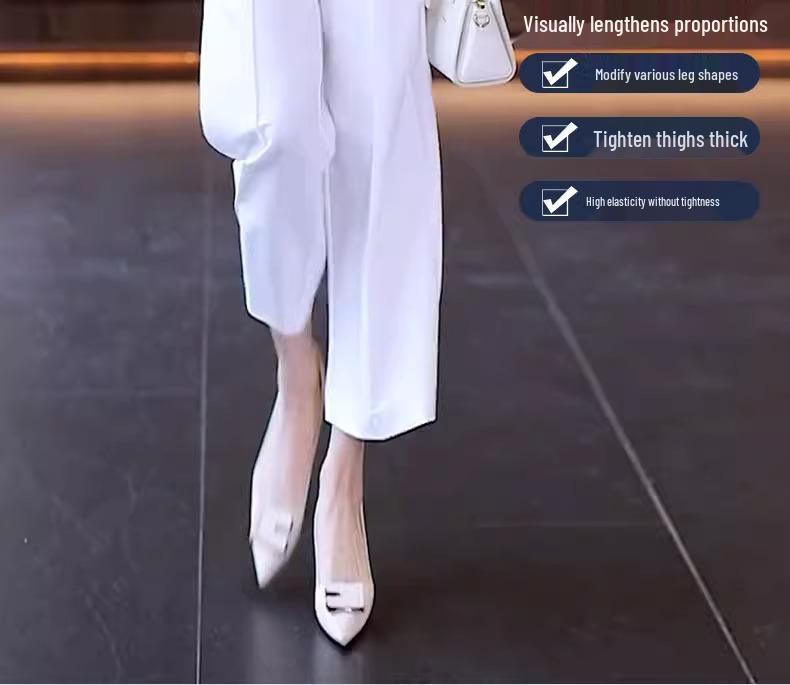 Women's Summer Drapey Wide-Leg Suit Pants, 2025 New, Versatile & Casual, Thin Nine-Point Straight Fit