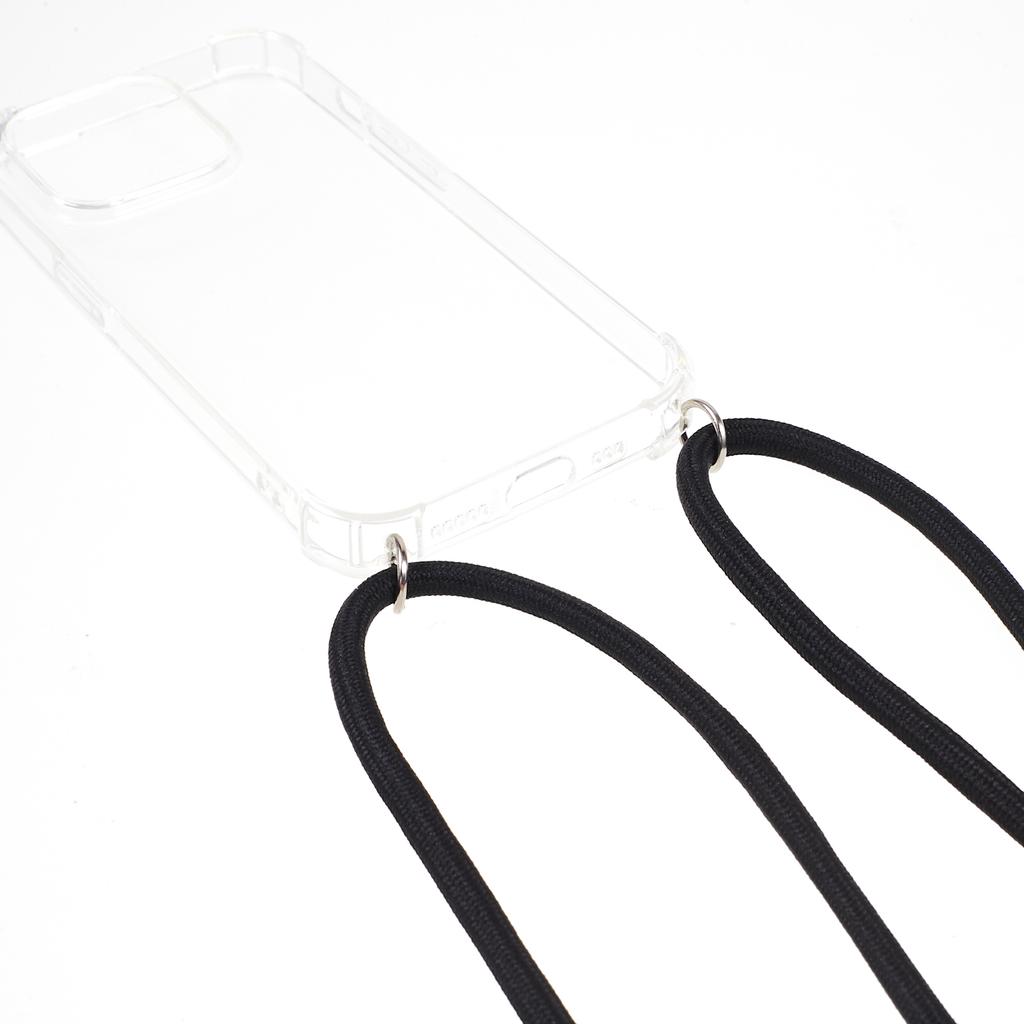 For iPhone 15 Pro Max Thicken Four Corner Anti-drop Cover Clear TPU Phone Case with Lanyard