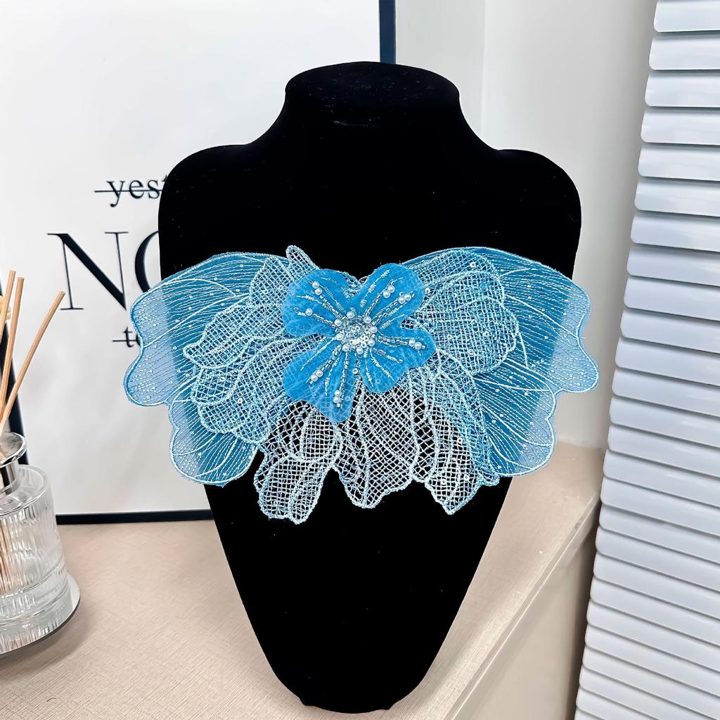 Lace Mesh, Flat Mantle Embroidery Bead Sticker, Curtain Decoration Flower Cloth Sticker, Bright Diamond Pearl Bow.
