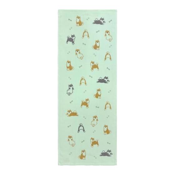Face Towel, Approx. 34x90cm, Gauze Pile Blend, Shiba Inu Design (FQ405800) - Soft Gauze Front, Absorbent Terry Back, Gentle on Skin, Popular for
