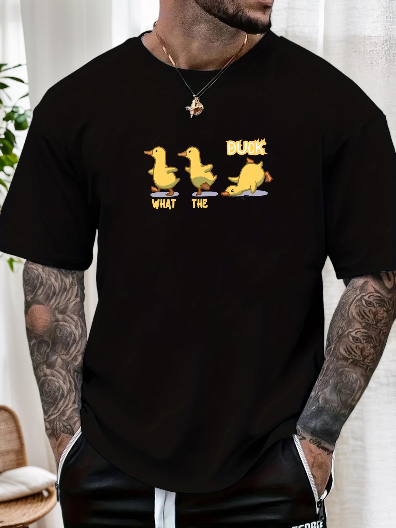 

Mens WHAT THE DUCK Cartoon Duck Graphic Cotton TShirt Short Sleeve Breathable Comfort Fit Soft Lightweight Casual Daily Top M